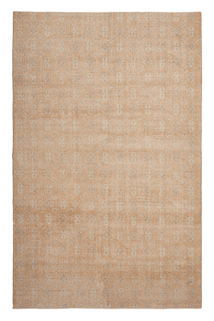Vintage Isparta Turkish Area Rug 6x7 ft — Orange Floral