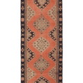 Vintage Konya Turkish Runner Rug 4x11 ft — Orange & Brown Geometric