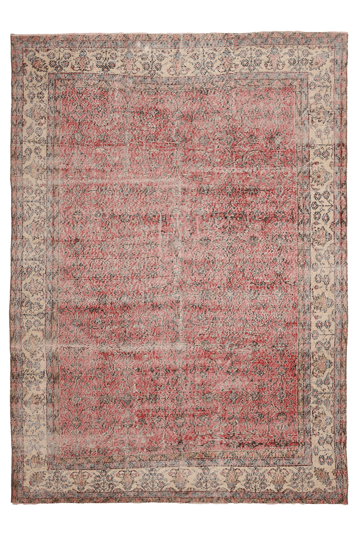Vintage Isparta Turkish Area Rug 6x9 ft — Red Floral