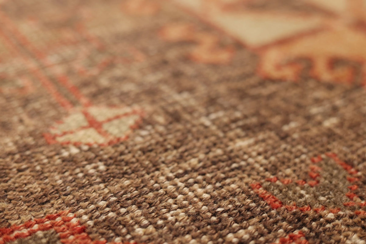 Vintage Malatya Turkish Runner Rug 3x10 ft — Brown & Red Geometric