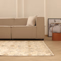 Vintage Isparta Turkish Area Rug 6x9 ft — Beige & Brown Floral