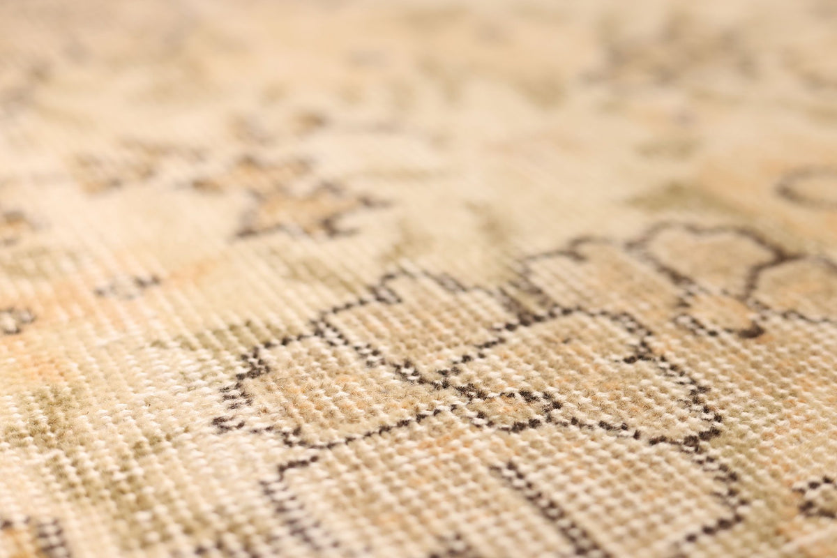 Vintage Isparta Turkish Area Rug 6x9 ft — Beige & Brown Floral