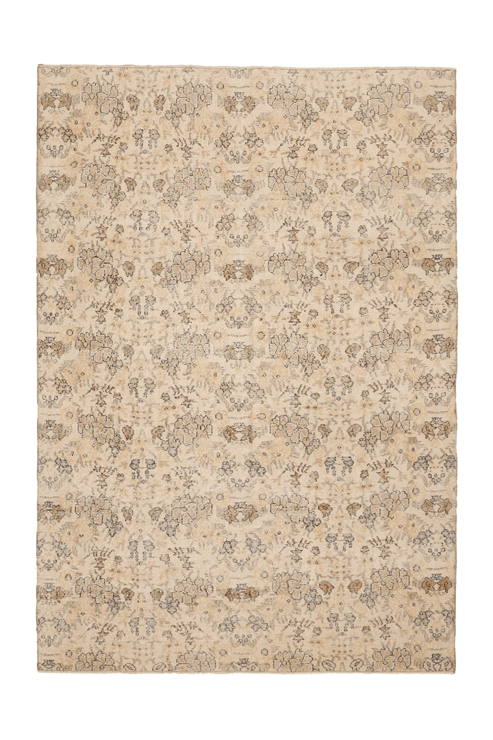 Vintage Isparta Turkish Area Rug 6x9 ft — Beige & Brown Floral