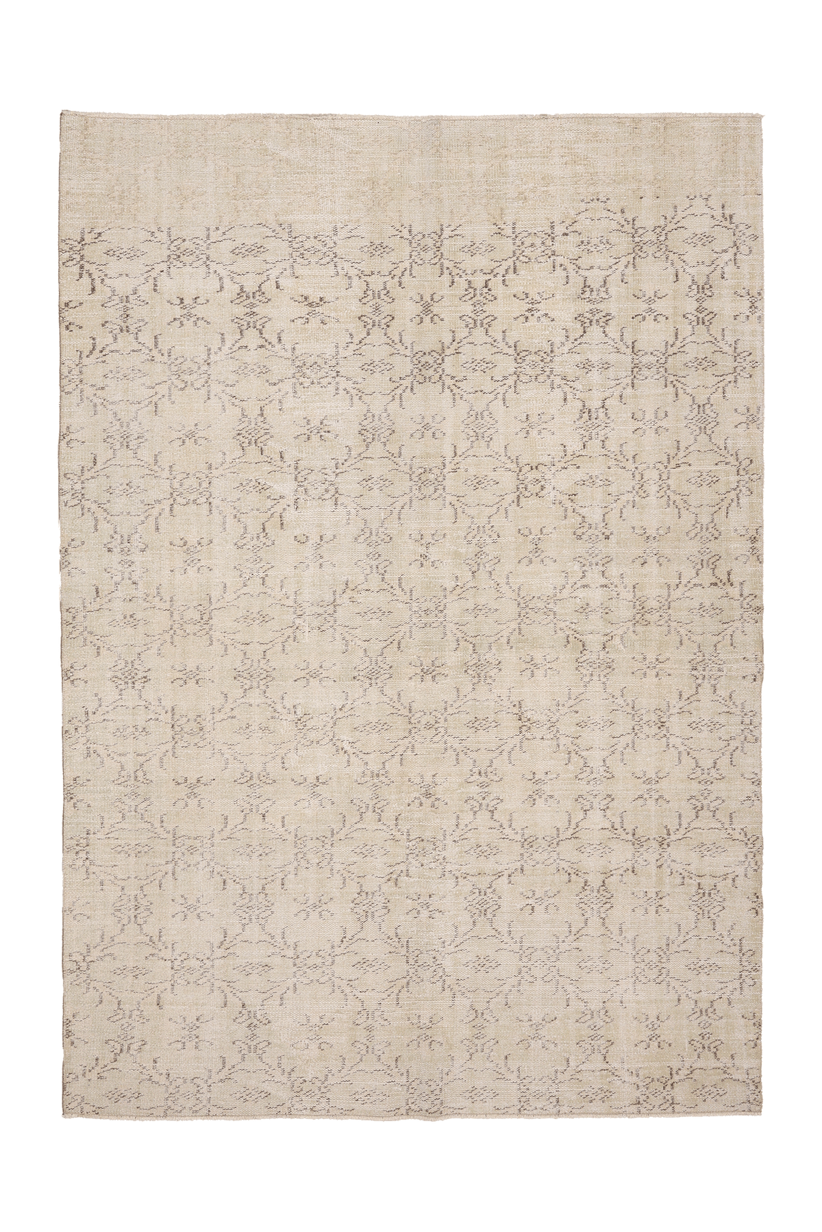 Vintage Manisa Turkish Area Rug 5x8 ft — Beige Floral