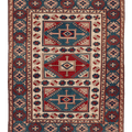 Vintage Muğla Turkish Area Rug 5x7 ft — Blue & Red Geometric