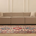 Vintage Muğla Turkish Area Rug 5x7 ft — Blue & Red Geometric
