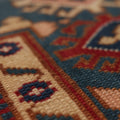 Vintage Muğla Turkish Area Rug 5x7 ft — Blue & Red Geometric
