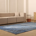 Vintage Manisa Turkish Area Rug 6x10 ft — Blue & Gray Floral