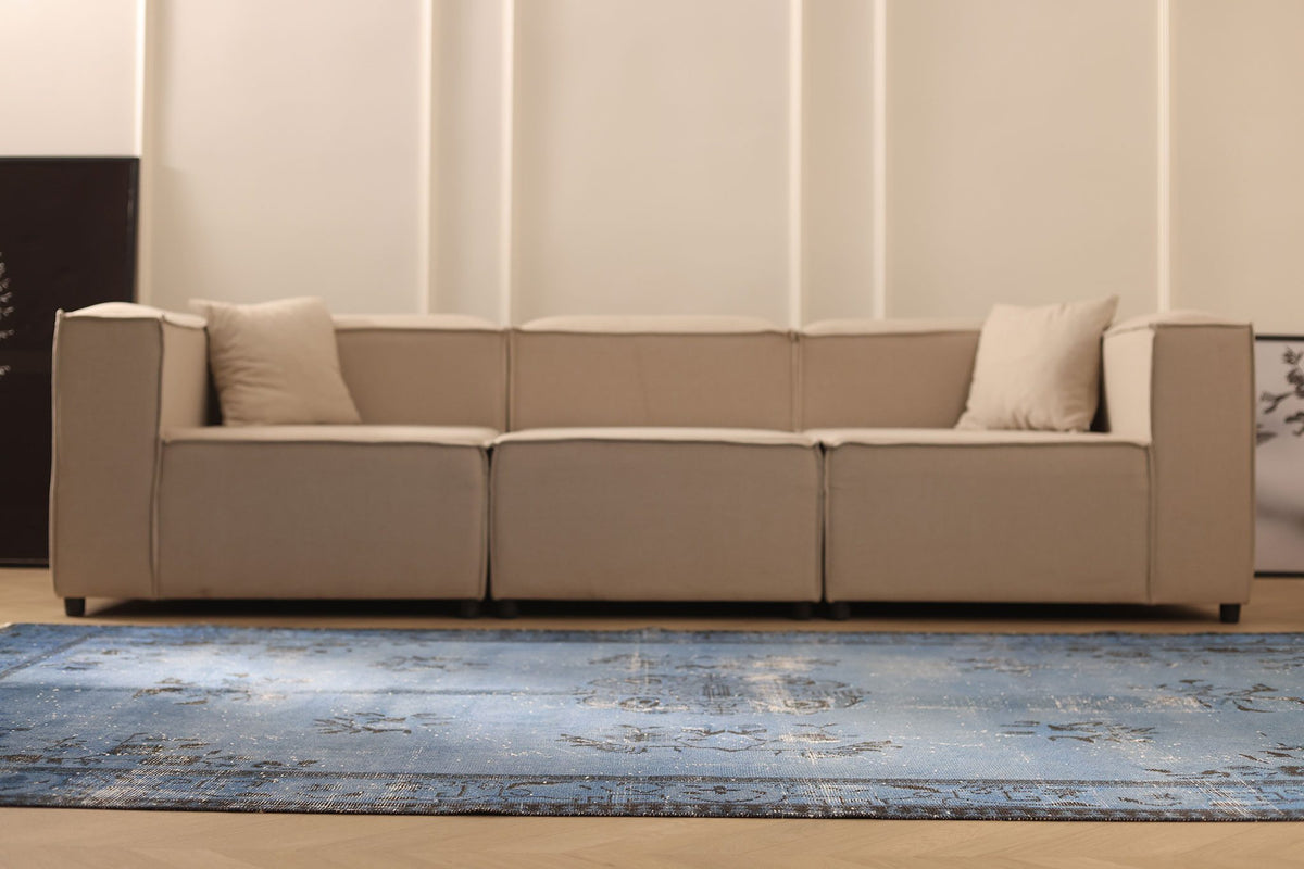 Vintage Manisa Turkish Area Rug 6x10 ft — Blue & Gray Floral