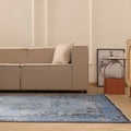 Vintage Manisa Turkish Area Rug 6x10 ft — Blue & Gray Floral