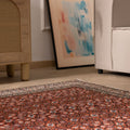 Vintage Kayseri Turkish Area Rug 4x7 ft — Red Floral