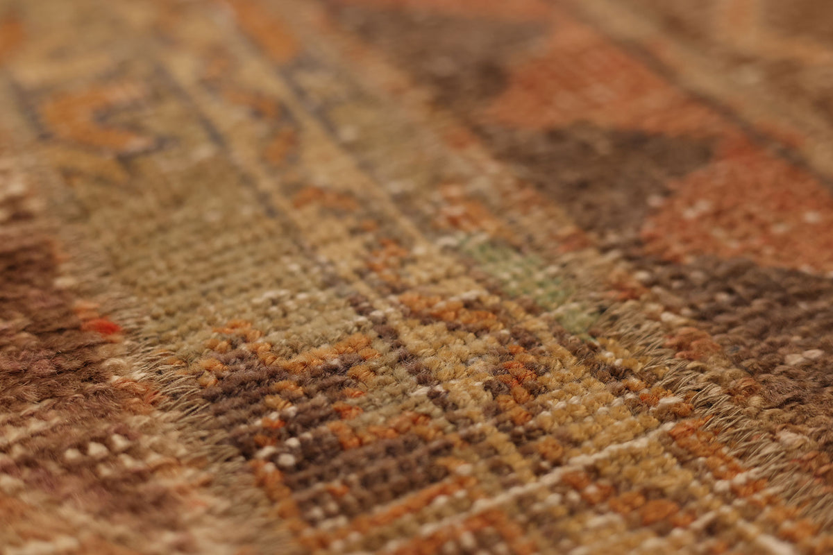 Vintage Malatya Turkish Runner Rug 2x5 ft — Brown & Orange Patchwork