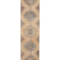 Vintage Konya Turkish Runner Rug 2x12 ft — Beige & Blue Geometric
