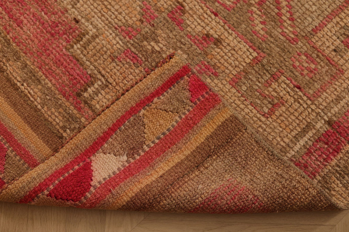 Vintage Southeastern Persian Style Runner Rug 3x11 ft — Red & Beige Geometric