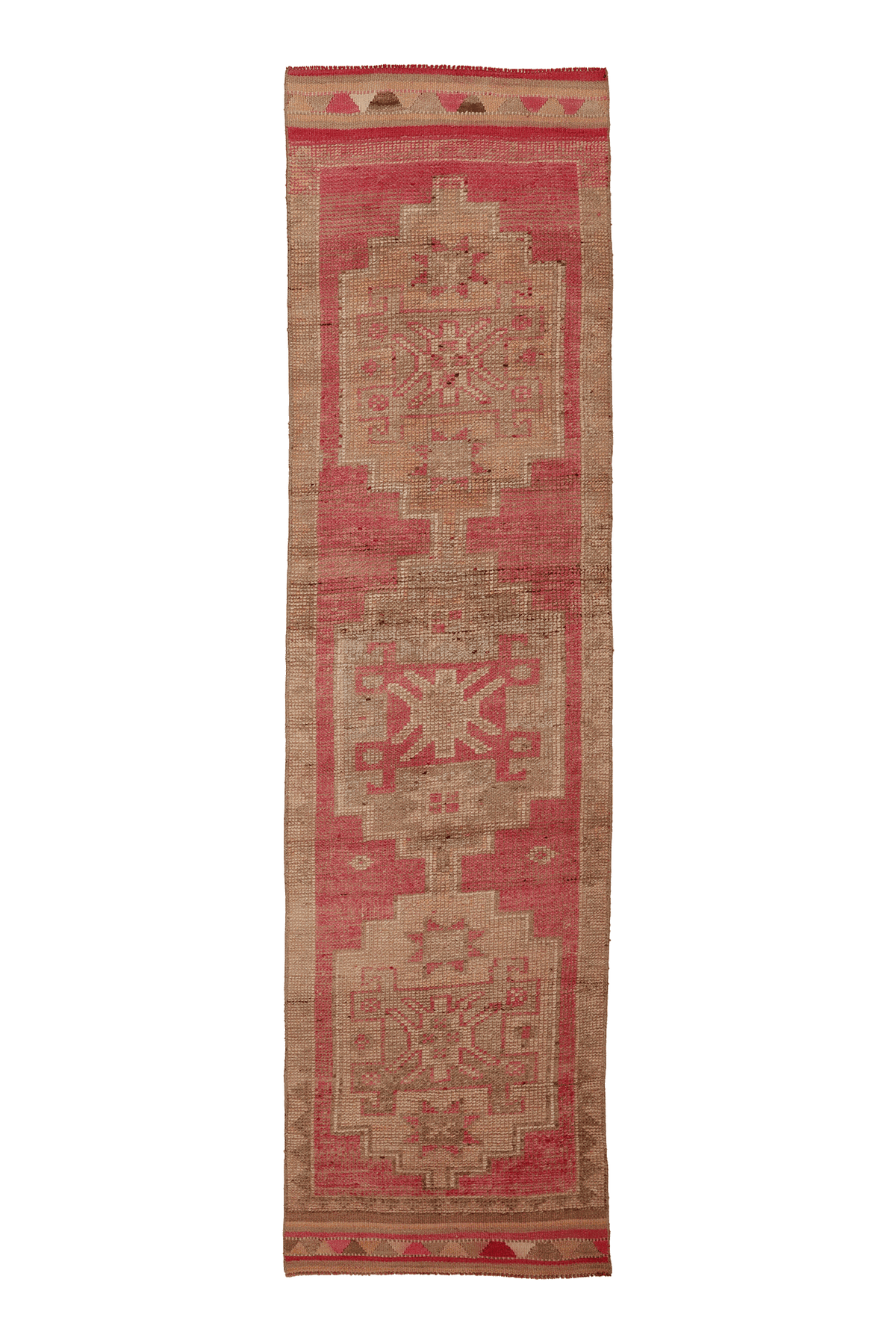 Vintage Southeastern Persian Style Runner Rug 3x11 ft — Red & Beige Geometric