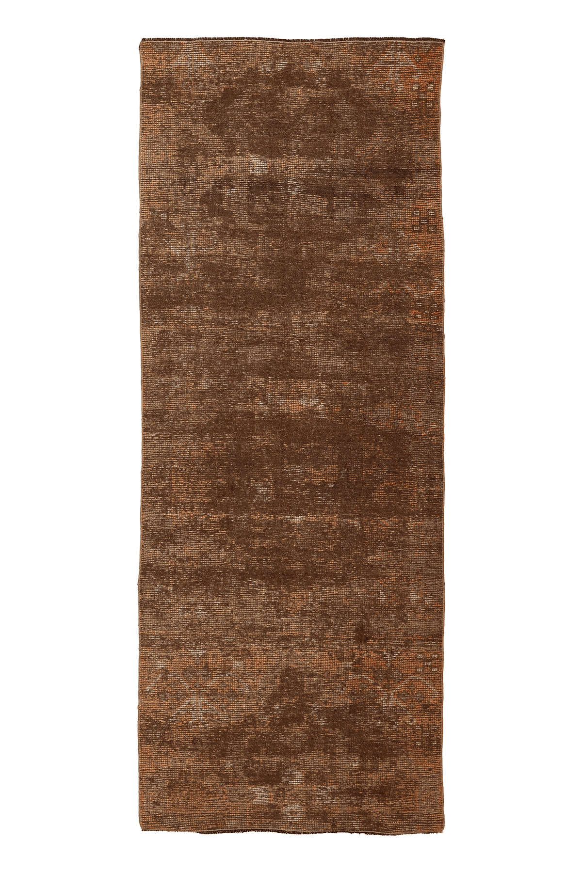 Vintage Malatya Turkish Runner Rug 3x9 ft — Brown & Orange Geometric
