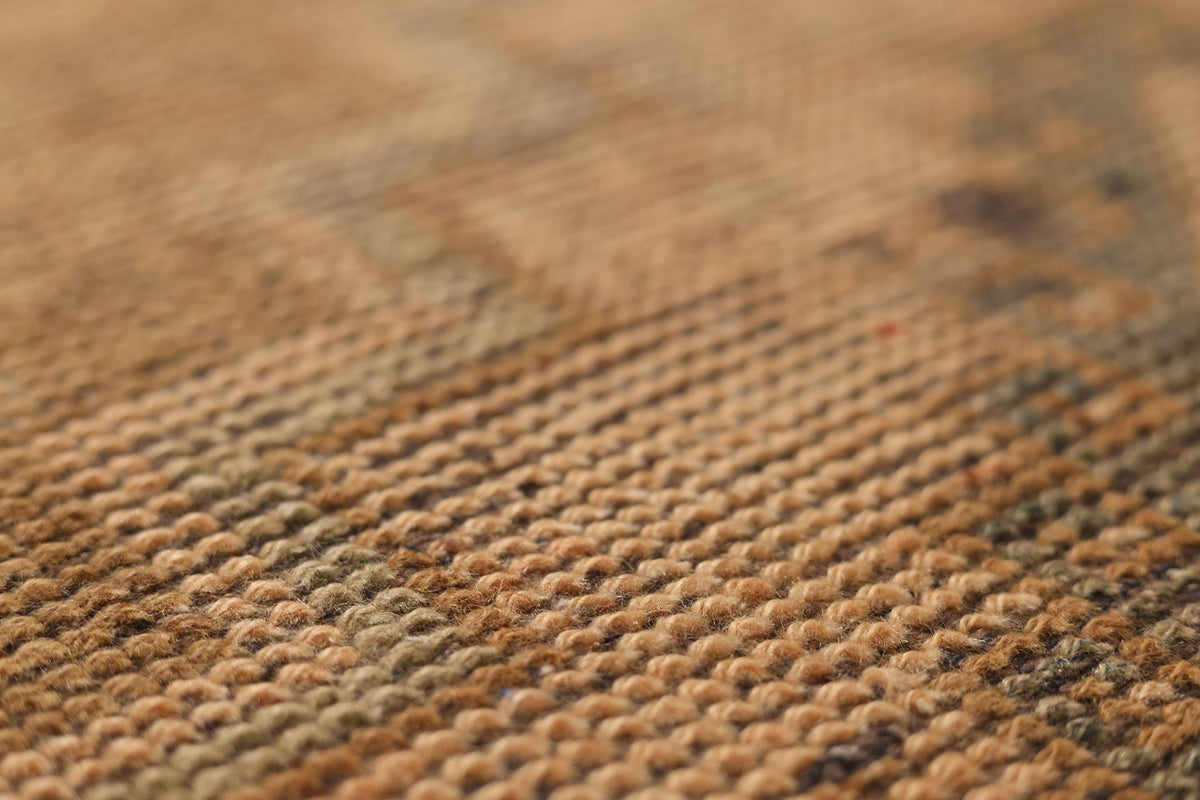 Vintage Malatya Turkish Runner Rug 3x11 ft — Brown & Beige Geometric
