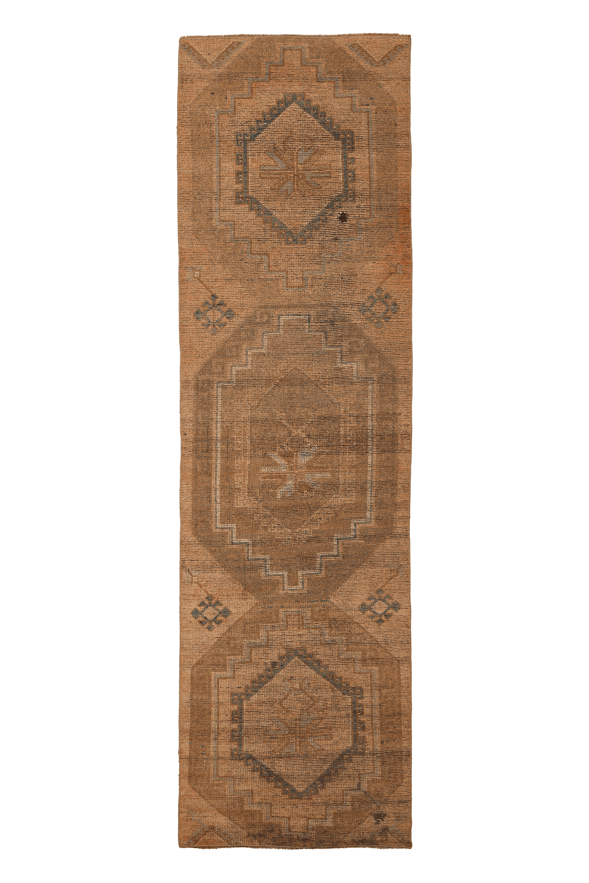 Vintage Malatya Turkish Runner Rug 3x11 ft — Brown & Beige Geometric