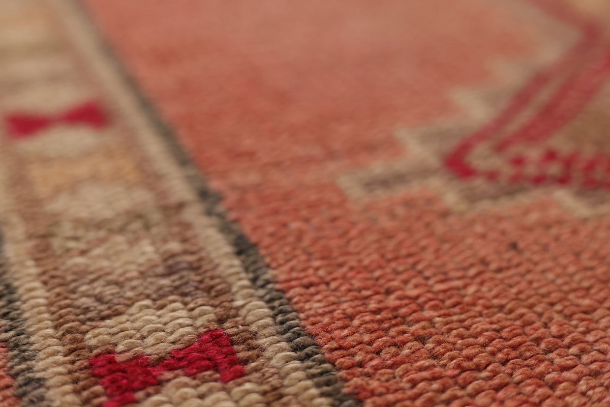 Vintage Southeastern Persian Style Runner Rug 3x13 ft — Red & Beige Geometric