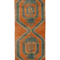 Vintage Malatya Turkish Runner Rug 3x8 ft — Orange & Blue Geometric