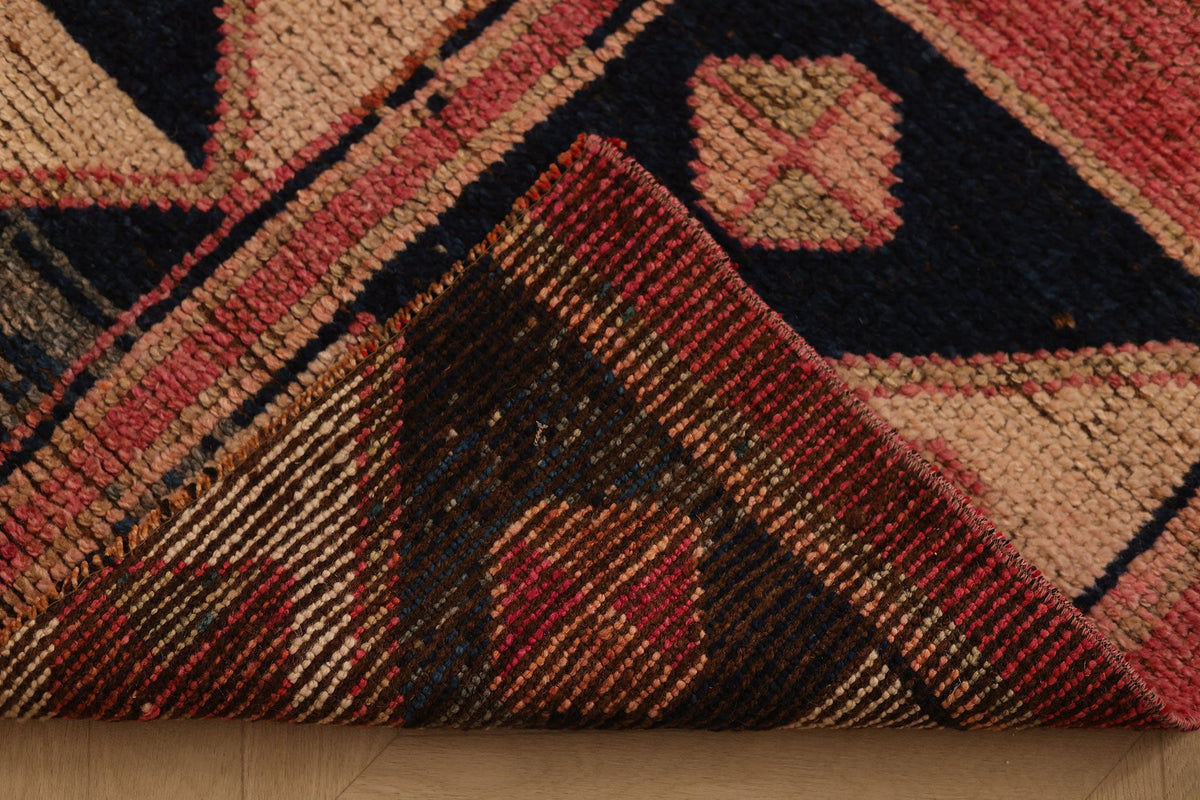 Vintage Southeastern Patchwork Area Rug 3x6 ft — Red & Brown Geometric