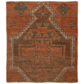 Vintage Malatya Turkish Doormat 3x3 ft — Orange & Brown Geometric