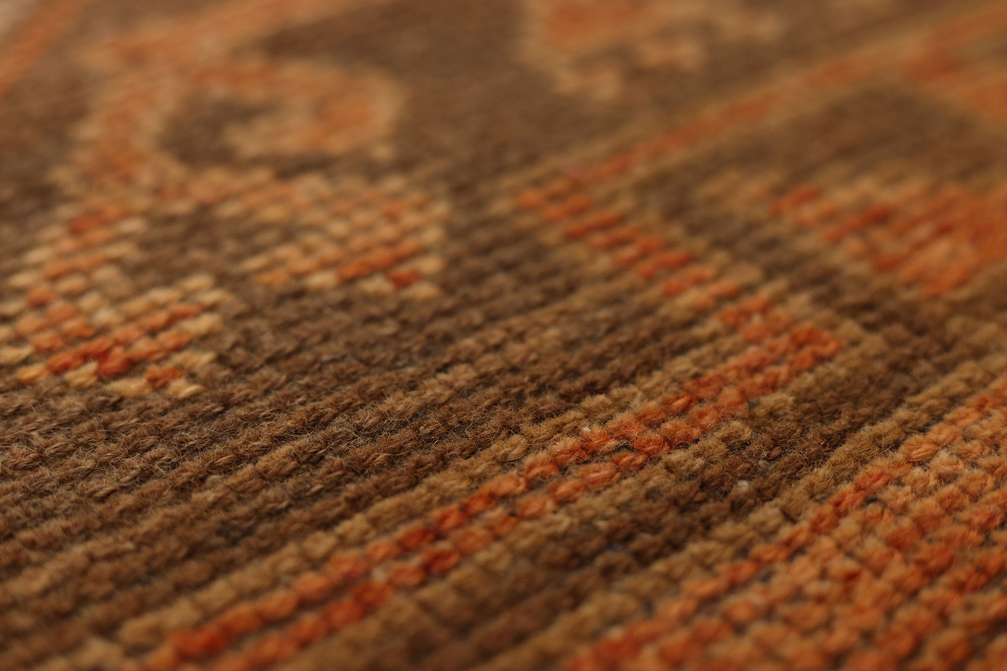 Vintage Malatya Turkish Doormat 3x3 ft — Orange & Brown Geometric