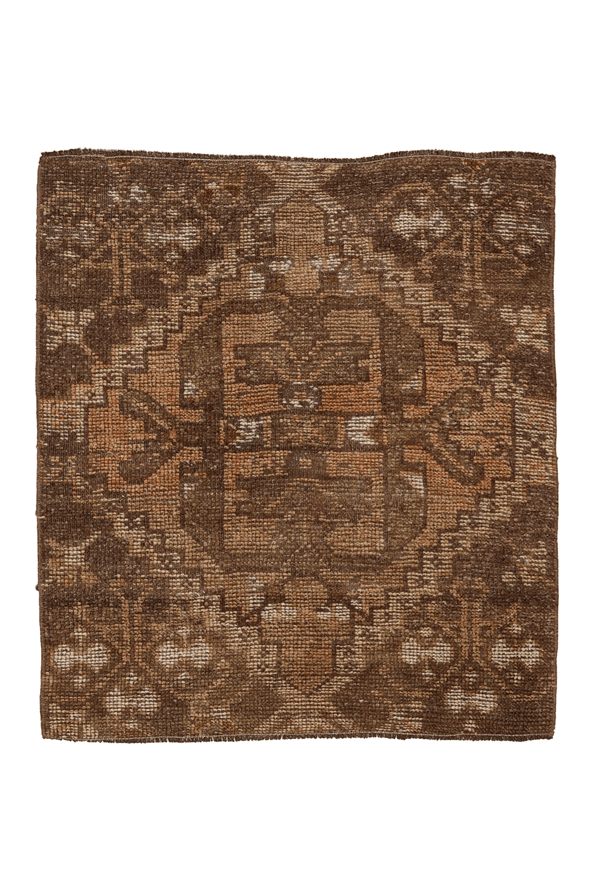 Vintage Kars Turkish Doormat 2x3 ft — Brown & Orange Floral