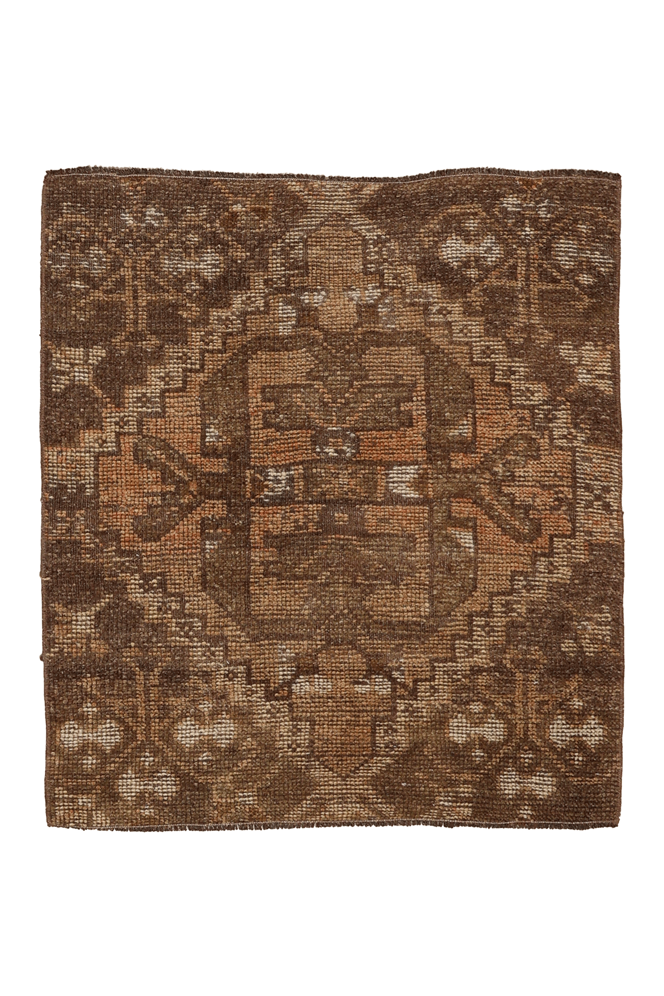 Vintage Kars Turkish Doormat 2x3 ft — Brown & Orange Floral