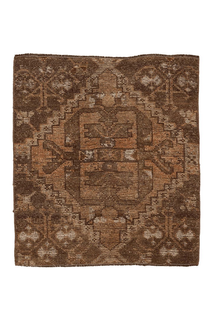Vintage Kars Turkish Doormat 2x3 ft — Brown & Orange Floral