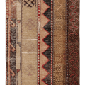 Vintage Turkish Doormat 2x2 ft — Beige & Brown Geometric (No. 42477)