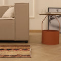 Vintage Turkish Doormat 2x2 ft — Beige & Brown Geometric (No. 42477)
