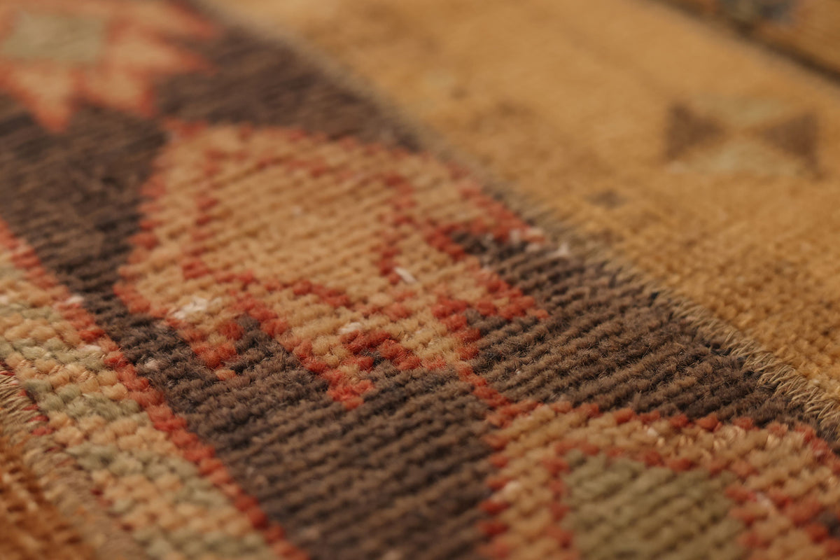 Vintage Turkish Doormat 2x3 ft — Beige & Brown Stripped