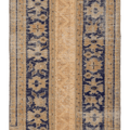 Vintage Turkish Doormat 2x3 ft — Beige & Blue Patchwork