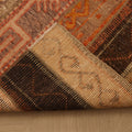 Vintage Turkish Doormat 2x2 ft — Orange & Brown Southwestern