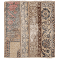 Vintage Turkish Doormat 2x2 ft — Beige & Brown Patchwork
