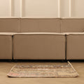 Vintage Turkish Doormat 2x2 ft — Beige & Brown Patchwork