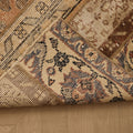 Vintage Turkish Doormat 2x2 ft — Beige & Brown Patchwork