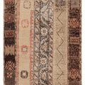 Vintage Turkish Doormat 2x2 ft — Beige & Brown Geometric