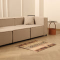 Vintage Turkish Doormat 2x2 ft — Beige & Brown Geometric
