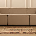 Vintage Turkish Doormat 2x2 ft — Beige & Brown Geometric