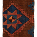 Vintage Kars Turkish Doormat 2x3 ft — Brown & Blue Geometric