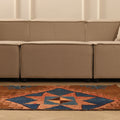 Vintage Kars Turkish Doormat 2x3 ft — Brown & Blue Geometric