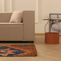 Vintage Kars Turkish Doormat 2x3 ft — Brown & Blue Geometric