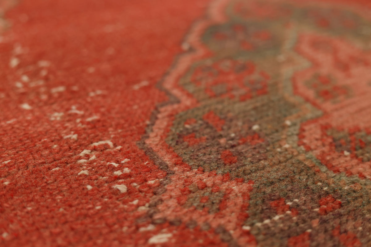 Vintage Konya Turkish Runner Rug 2x11 ft — Red & Brown Geometric