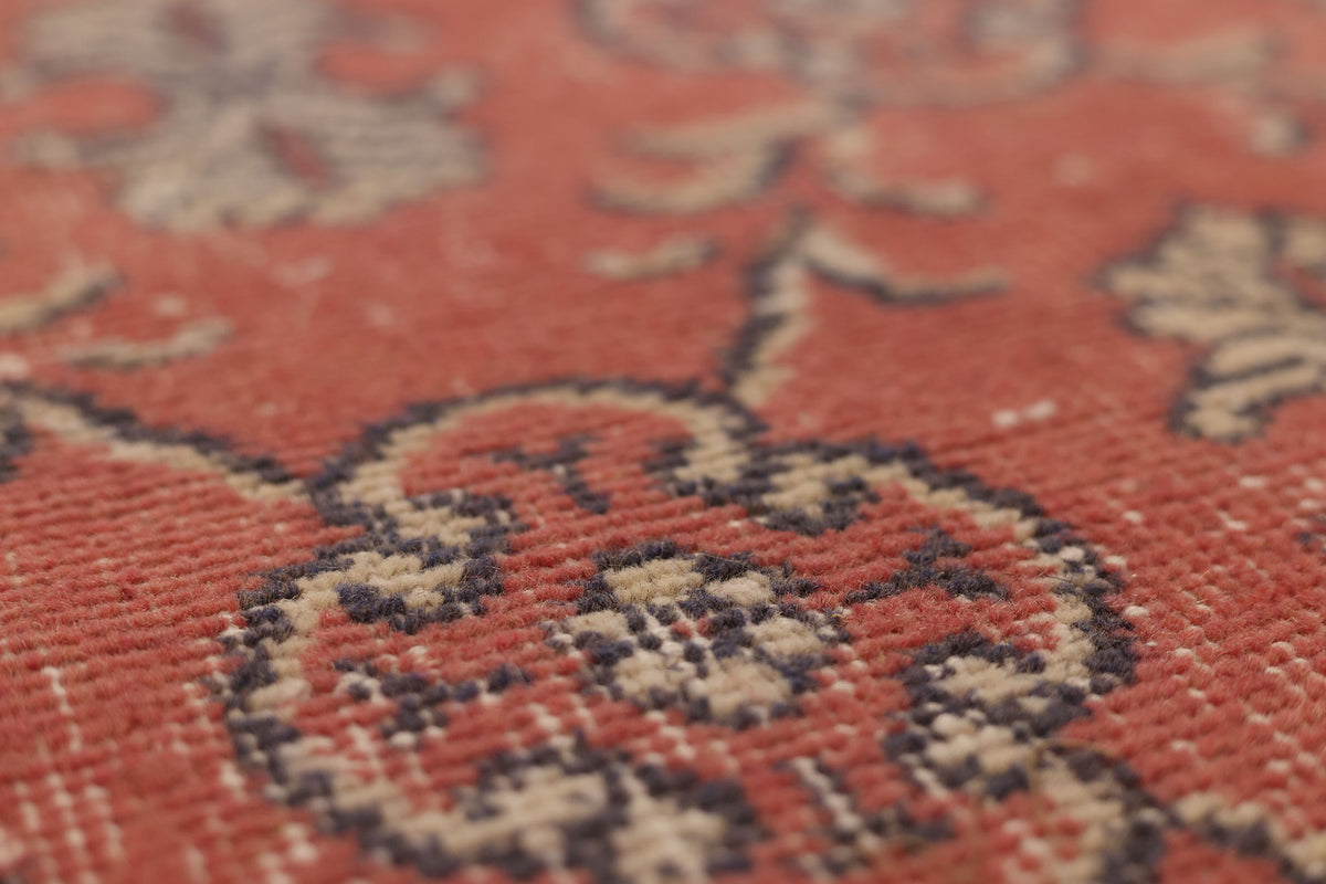 Vintage Isparta Turkish Runner Rug 2x10 ft — Red & Gray Floral
