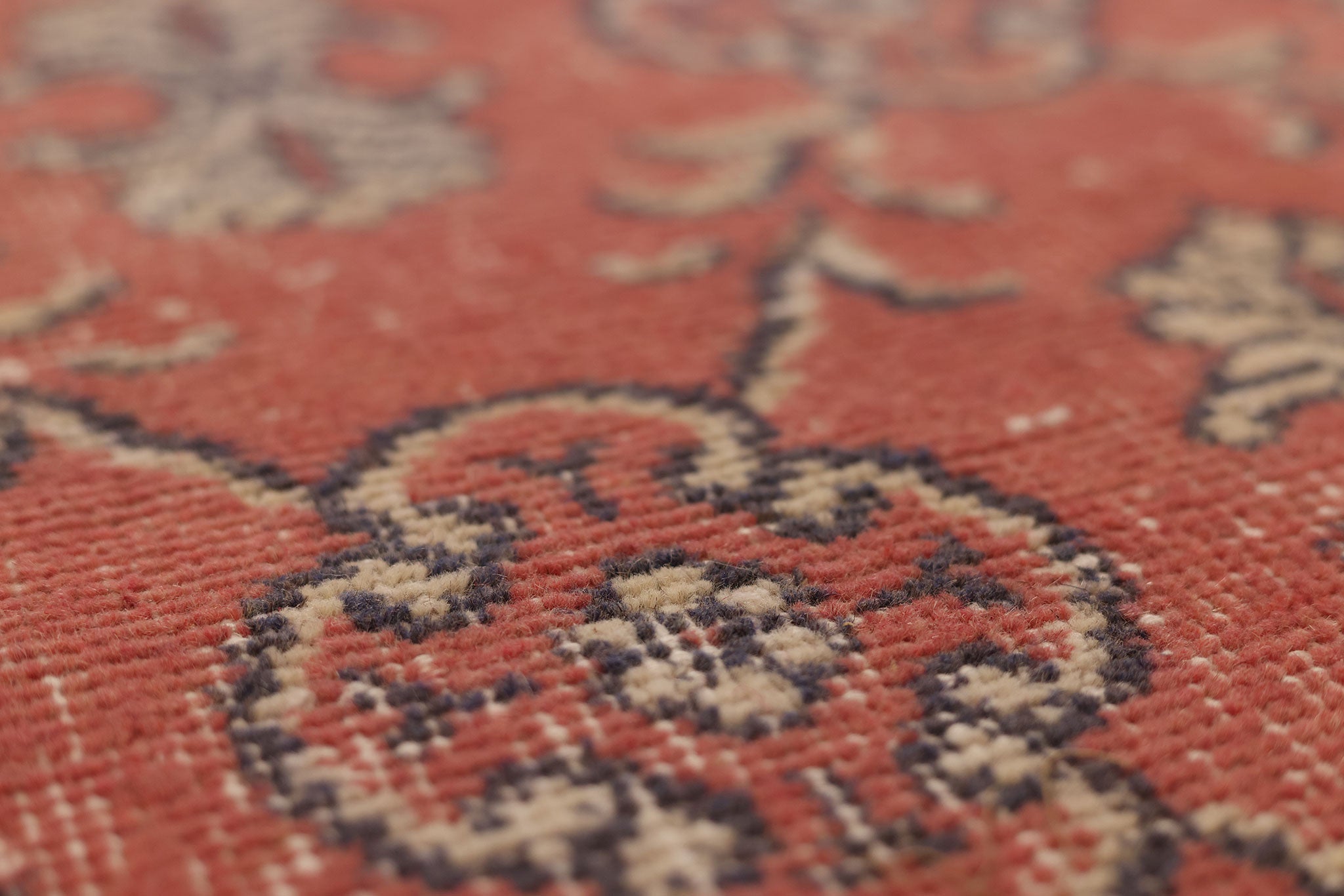 Vintage Isparta Turkish Runner Rug 2x10 ft — Red & Gray Floral