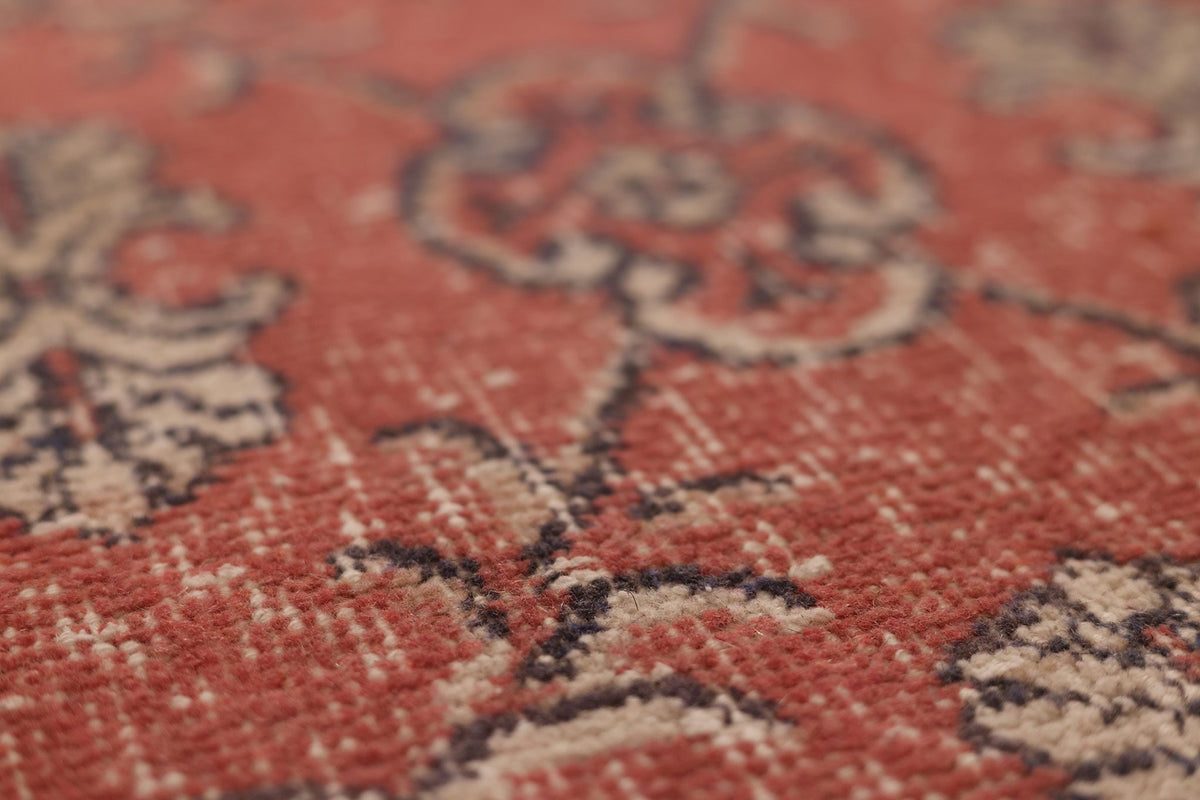 Vintage Isparta Turkish Runner Rug 2x7 ft — Red & Beige Floral