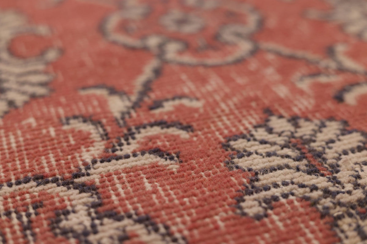 Vintage Isparta Turkish Runner Rug 2x10 ft — Red & Beige Floral