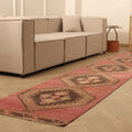 Vintage Malatya Turkish Runner Rug 2x14 ft — Red & Brown Geometric